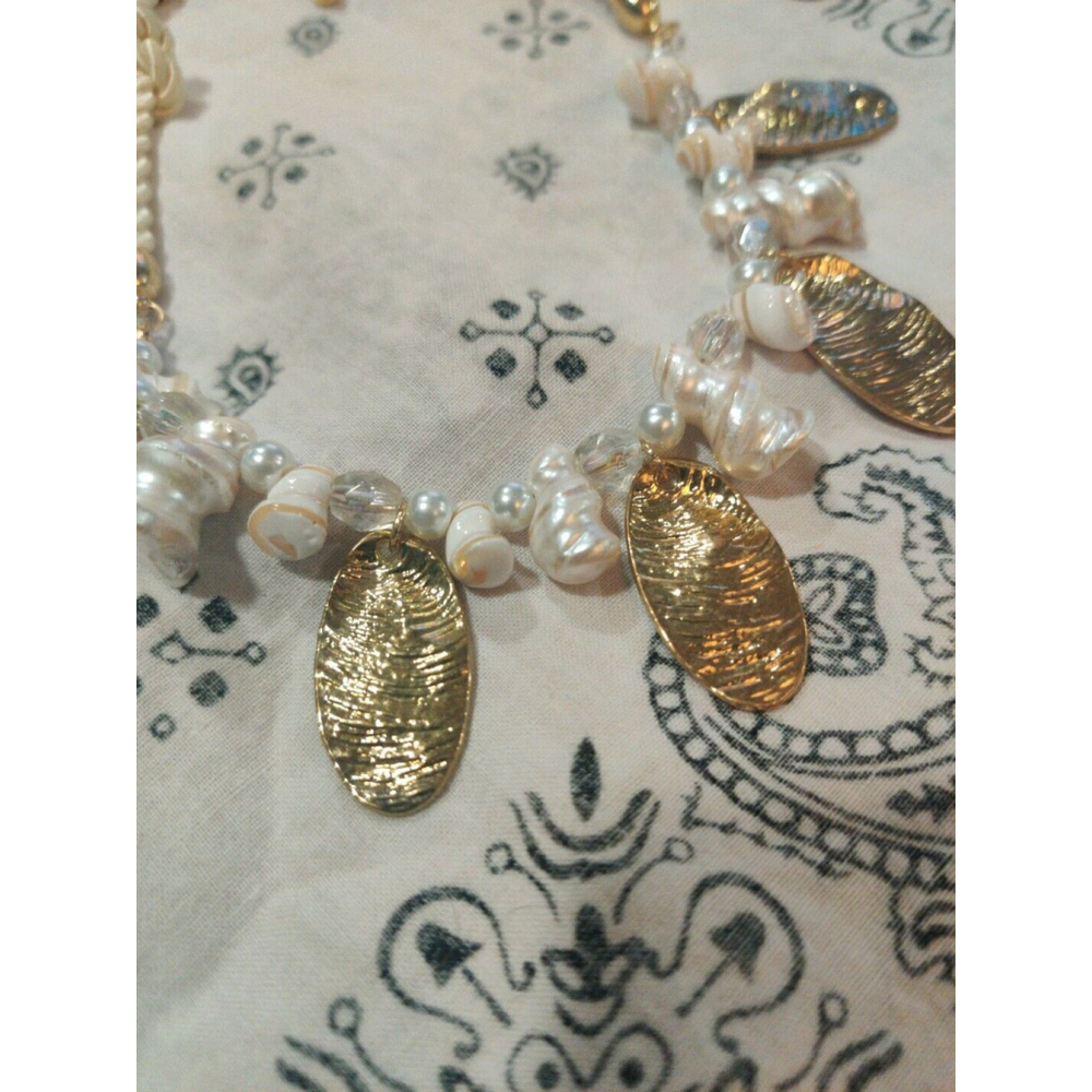 CHICO'S Type BAROQUE PEARL GOLD NUGGET PENDANT NECKLACE